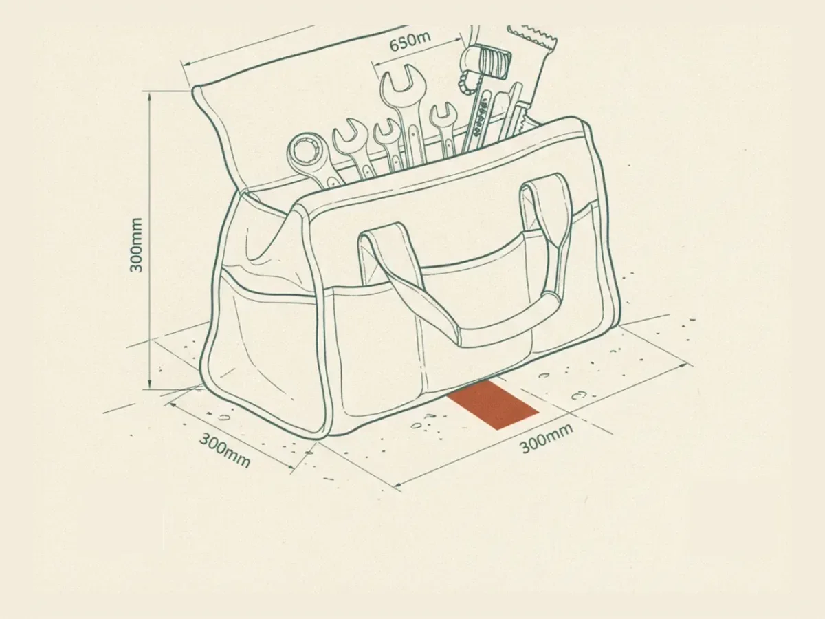 Werkzeugtasche auf der Baustelle
